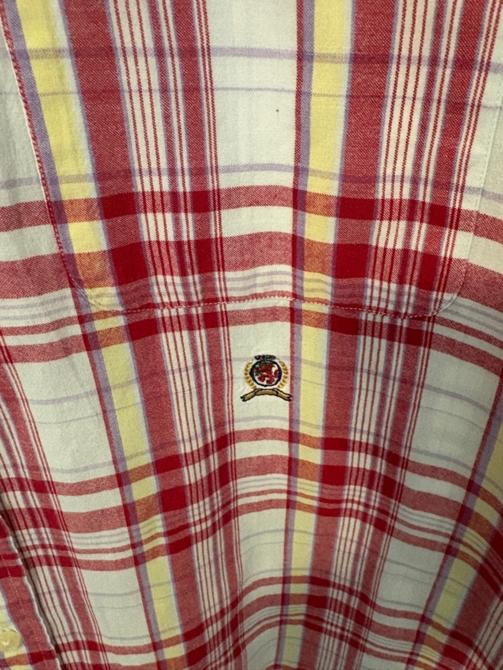 Tommy Hilfiger Short-Sleeve Madras Plaid Button-Up Shirt Men’s Preppy Size Large - Picture 3 of 5